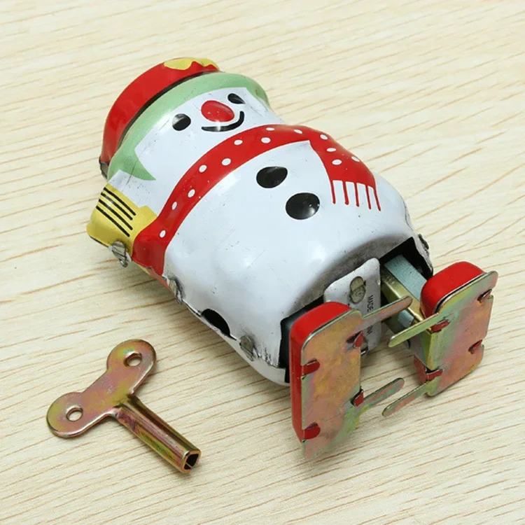 Metal retro Wind up Toy para Adultos, Puxar, O boneco de neve, Brinquedo Mecânico Clockwork, Metal Tin, Engraçado