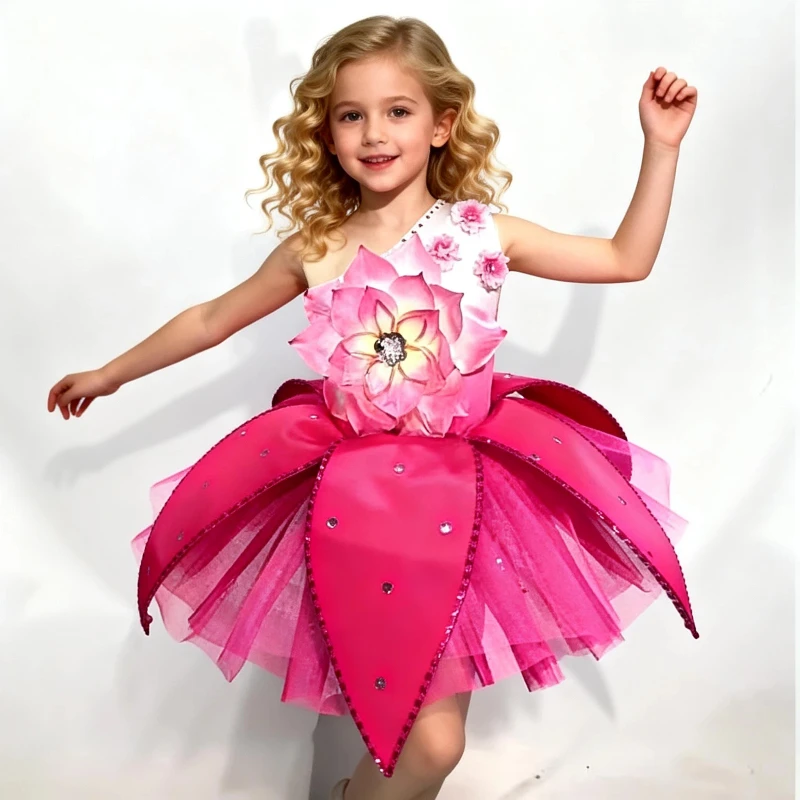 

Детский костюм для выступлений с ароматом магнолии, цветы персика, для девочек, в стиле лотоса, для национального танца, цветы магнолии