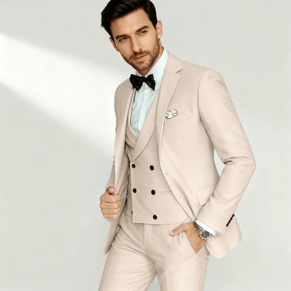 

Dark Green Slim Fit 3 Piece Men's Tuxedo Suits with Notched Lapel for Groom Wedding Business Man Clothing Jacket Pants Vest Set