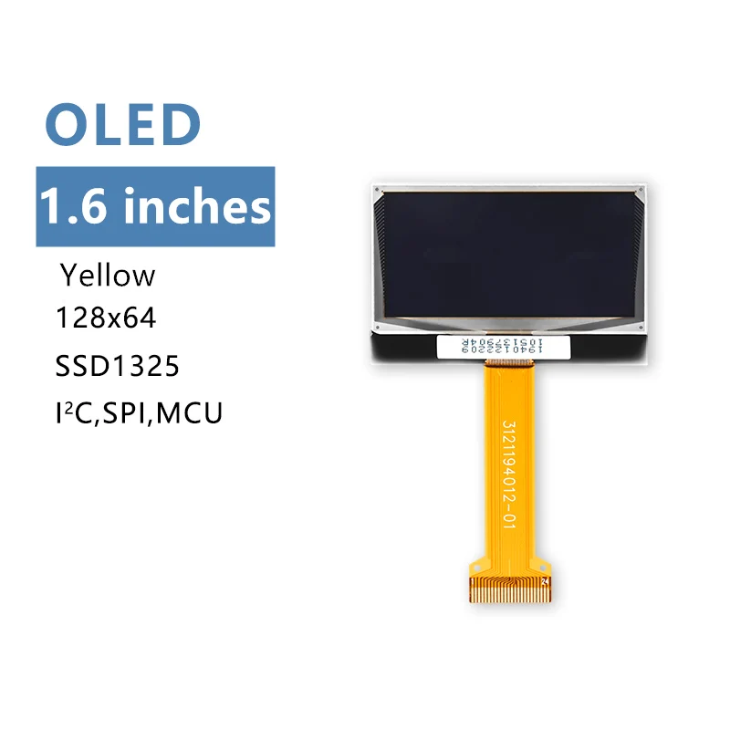 1.6-inch OLED display with 128 x 64 resolution yellow P19401 plug-in 24P