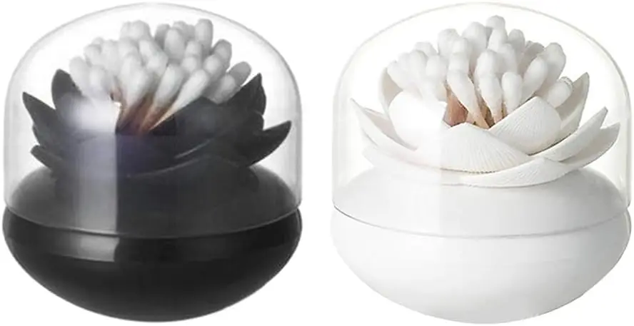 

Creative Lotus Cotton Swab Holder 2-Pack for Q-Tips and Toothpicks Storage Box Organizer