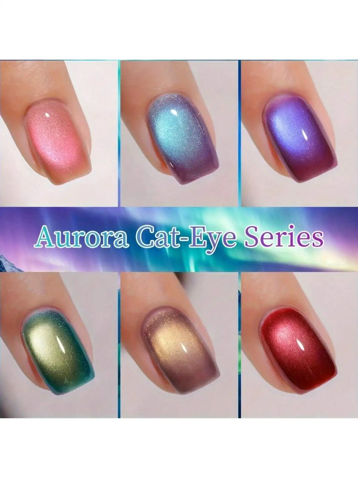 XEIJAYI 1pc Aurora Cat Eye Gel Nagellak Glitter Pailletten Nagellak Verwijderbare UV Polish Nail Art Geschikt voor Nail Art Design