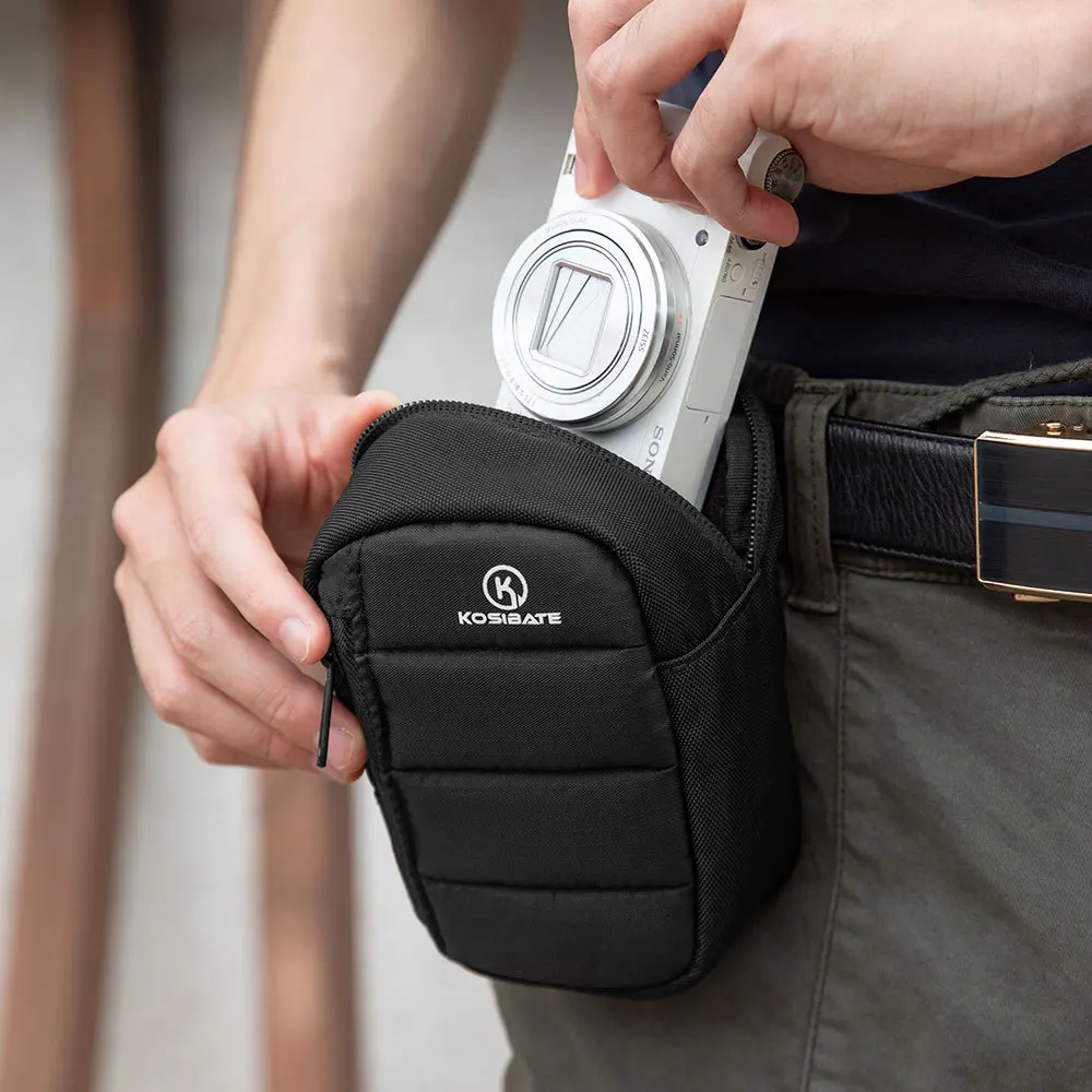 Durable Oxford Cloth Belt Waist Fanny Pack Mini Digital Camera Bag With Wrist Strap Secure Zipper Portable Camera Storage Pouch