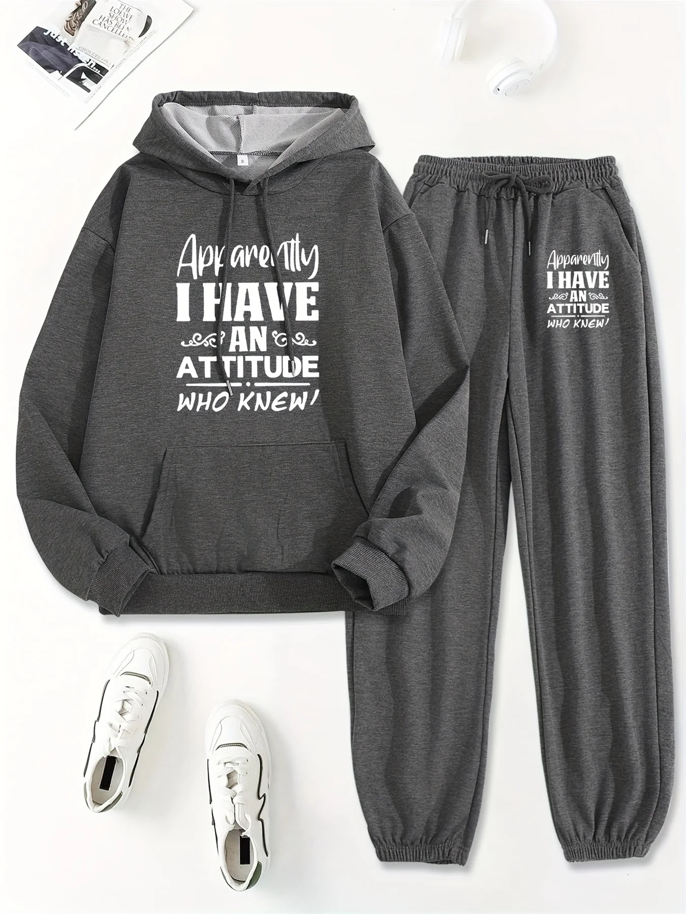 Outono/inverno feminino com capuz + calças esportivas conjunto hip hop rua casual carta impressa moda veludo roupas quentes