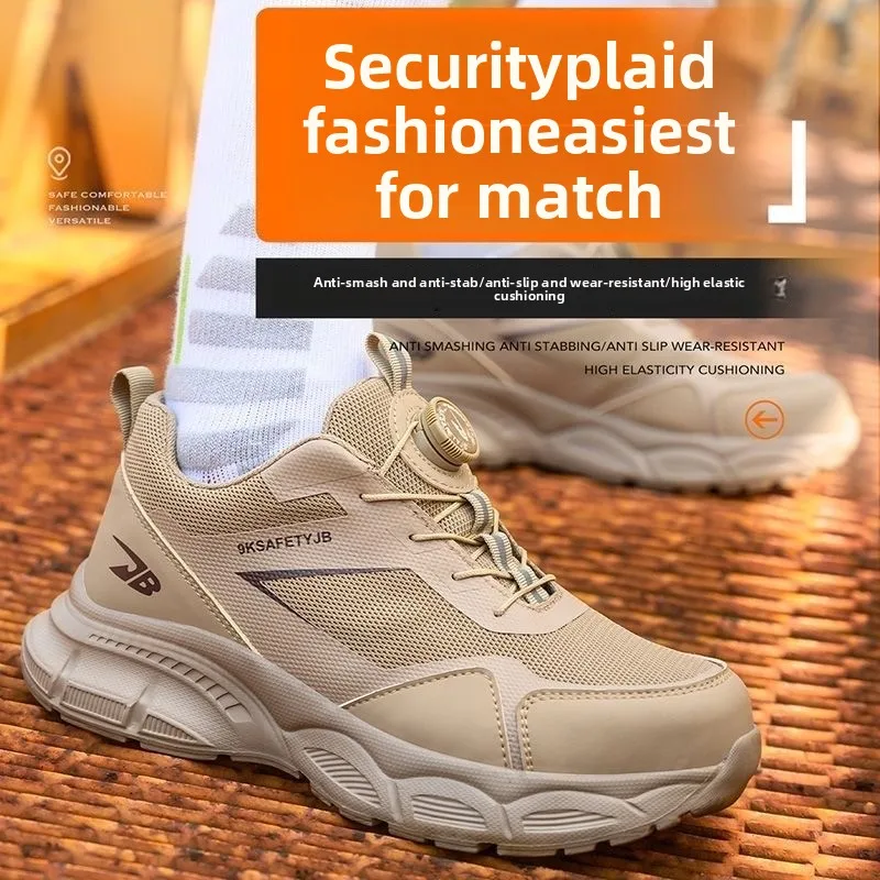 남성용 안전 신발 강철 발가락 밑창 남성 운동화 보호 기능이있는 경량 통기성 작업 신발 Anti Smashing Stabbing