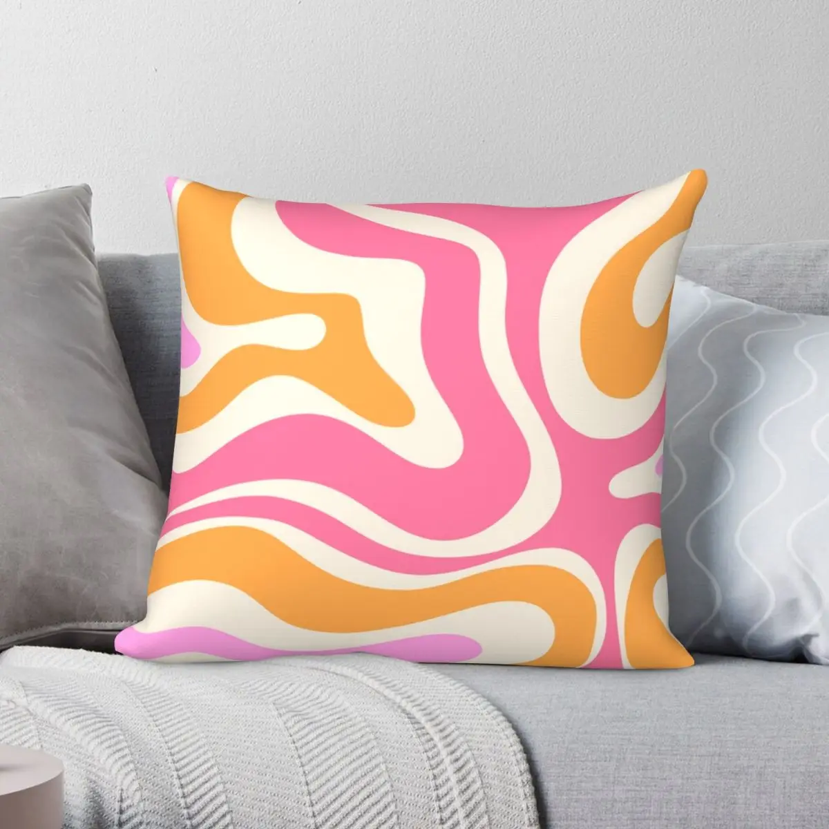 

Retro Modern Liquid Swirl Square Pillowcase Polyester Linen Velvet Pattern Zip Decor Pillow Case Home Cushion Cover