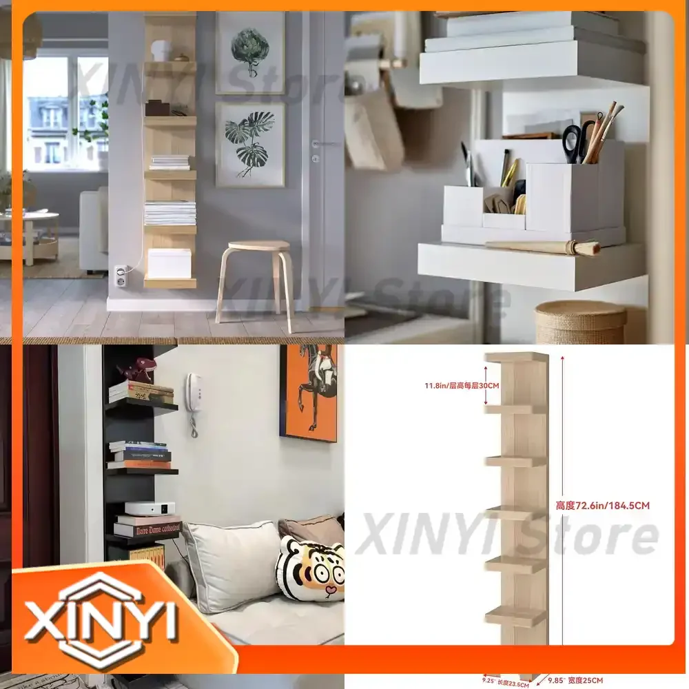 Wooden Wall Mounted Shelf for TikTok Trendy Narrow Gap Wall Shelf Bookshelf Decorative Wall Cabinet Floating Shelf