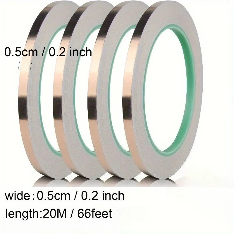 Double sided conductive copper foil tape, 20M, high-temperature EMI shielding DIY circuit repair copper foil tape