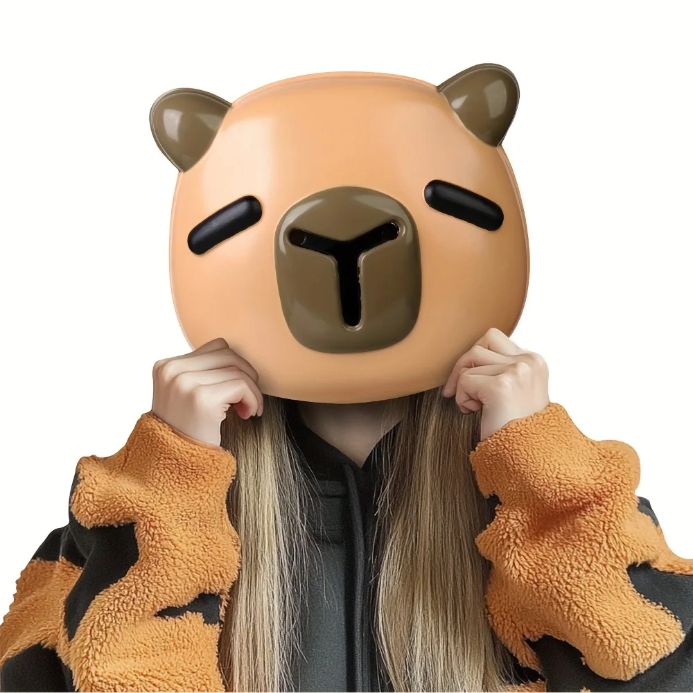 Cute Capybara Mask Animal Face Mask for Halloween Movie Game Birthday Cartoon Character Cosplay Role-Playing Prop Party Supplies