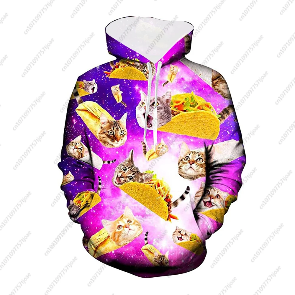 

Boys Girls Hoodie 3D Galaxy Cat Print Hoodie Cute Animal Streetwear Long Sleeve Sweatshirts Trend Unisex With Pockets Pullover