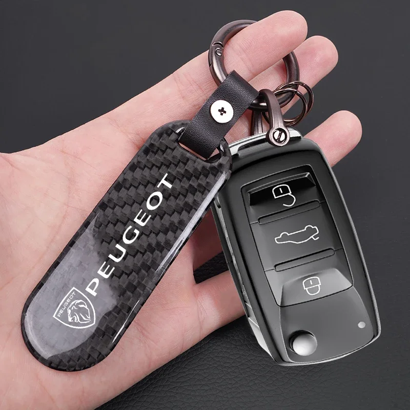 Carbon Fiber Texture Car Key Chain Ring Auto Keychain For Peugeot 301 408 5008 4008 208 3008 308 207 107 508 607 406 407 307 206