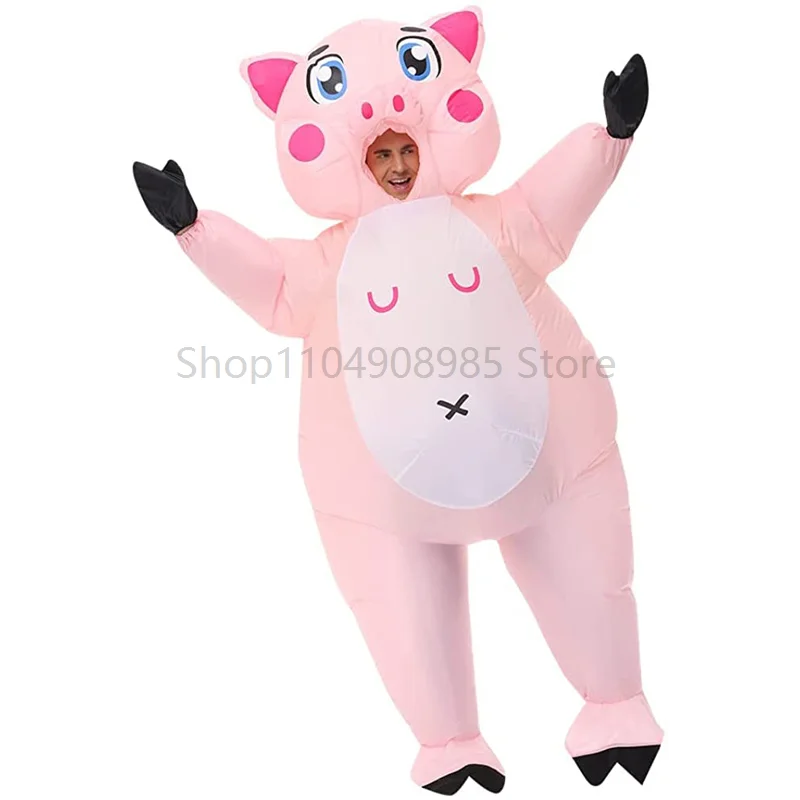 

Inflatable Pink Pig Costume Christmas Fancy Dress Masquerade Funny Cosplay Party Clothes for Adult