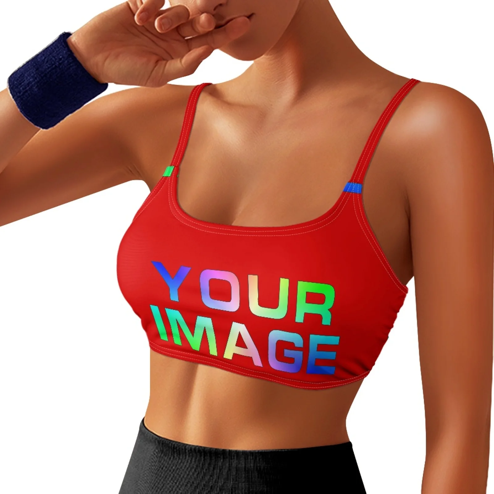 Exercise Fitness Bra All-In-One Cup Running Gathered Yoga Back Spaghetti Sports Bra for Women Custom Print On Demand