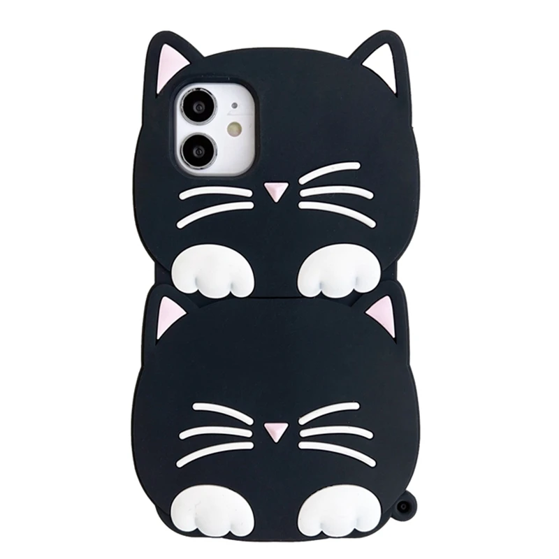 

3D Cartoon Cat Case For iPhone 11 12 13 Pro Max 6 6S 7 8 Plus Couples Cover For iPhone XR X XS SE 2020 Coque Capas Soft Silicone