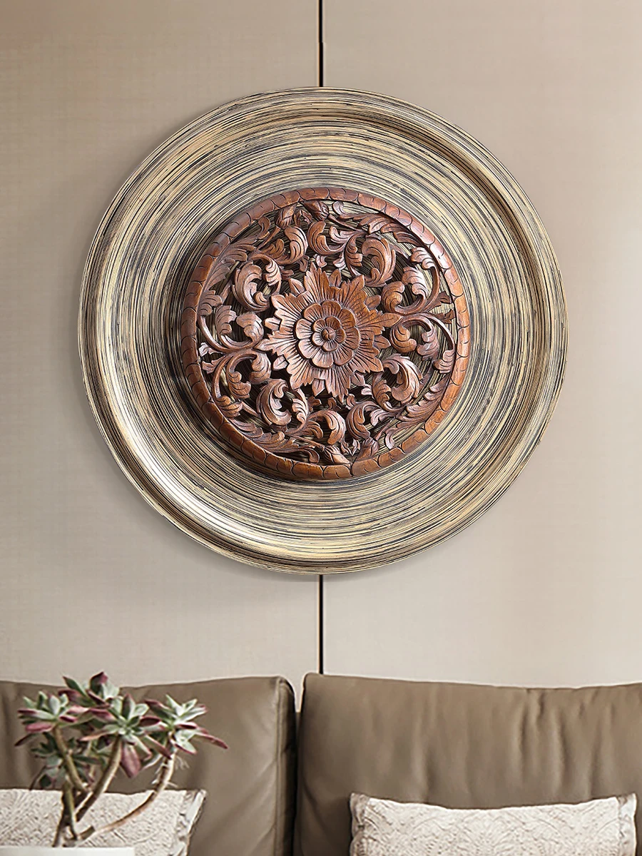 Southeast Asia Teak Carved Wall Decoration Pendant Thai Retro Wall Decoration Hallway Wall Decorations