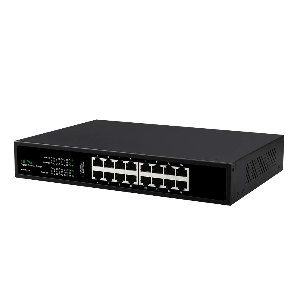 Коммутатор Poe Ethernet 16-портовая сеть Порты 10/100 Мбит/с Ieee 802.3 Af Беспроводной сетевой коммутатор Uplink