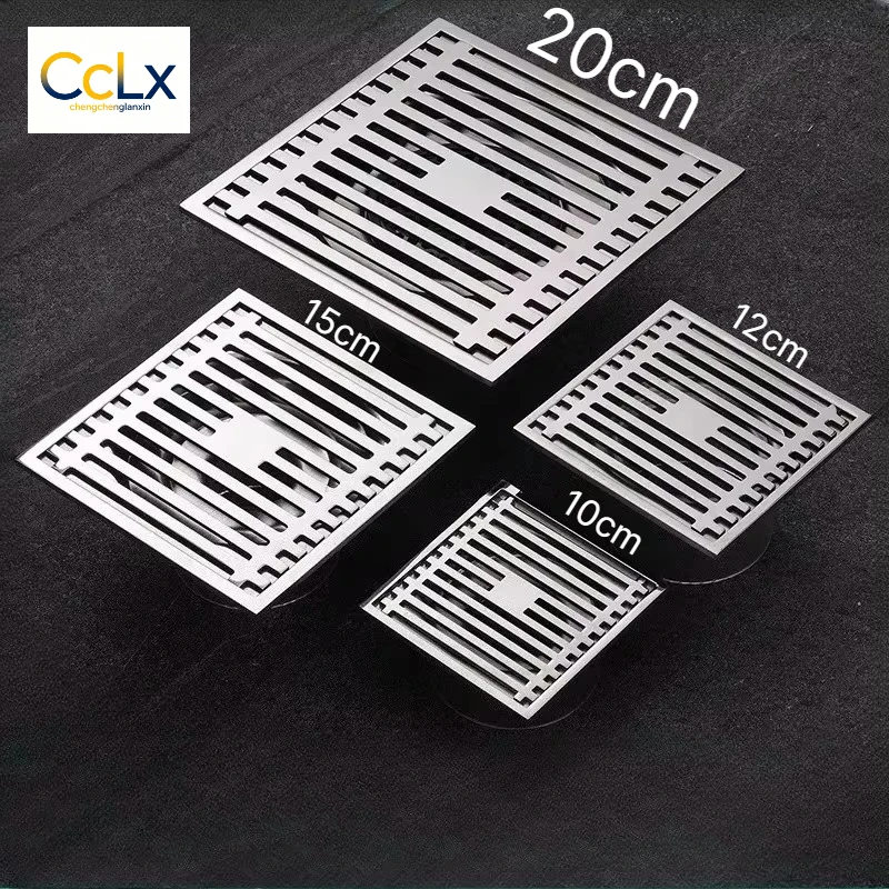 Bathroom Kitchen Square Floor Drain, Stainless Steel 12/15/20cm Large Water Flow Anti-insect Anti-odor Shower Floor Drain