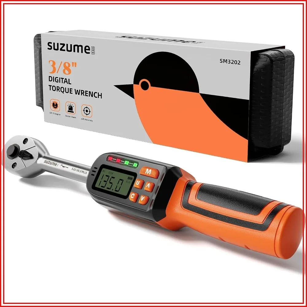 

Digital Torque Wrench 3/8 Drive ±2% Accuracy with Buzzer & LED, 4.9-99.6 Ft-Lb, 4 Units