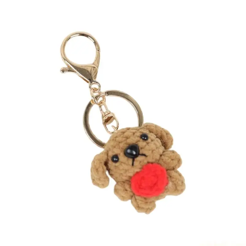 Dog Keychain Charm with Knit Texture Design for Bag Styling & Daily Zipper Use