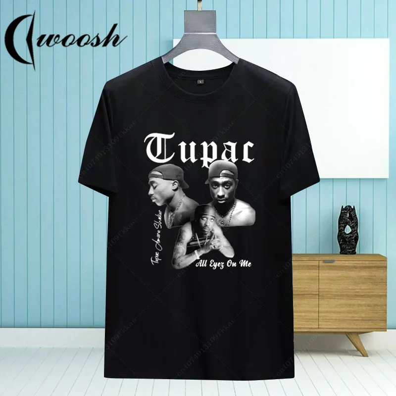 Tupac TShirt Rapper 2 PAC West Coast Gangsta Rap Clothing Men Women Hip Hop Oversized Short Sleeve Tees Cotton Teenager Kid Size