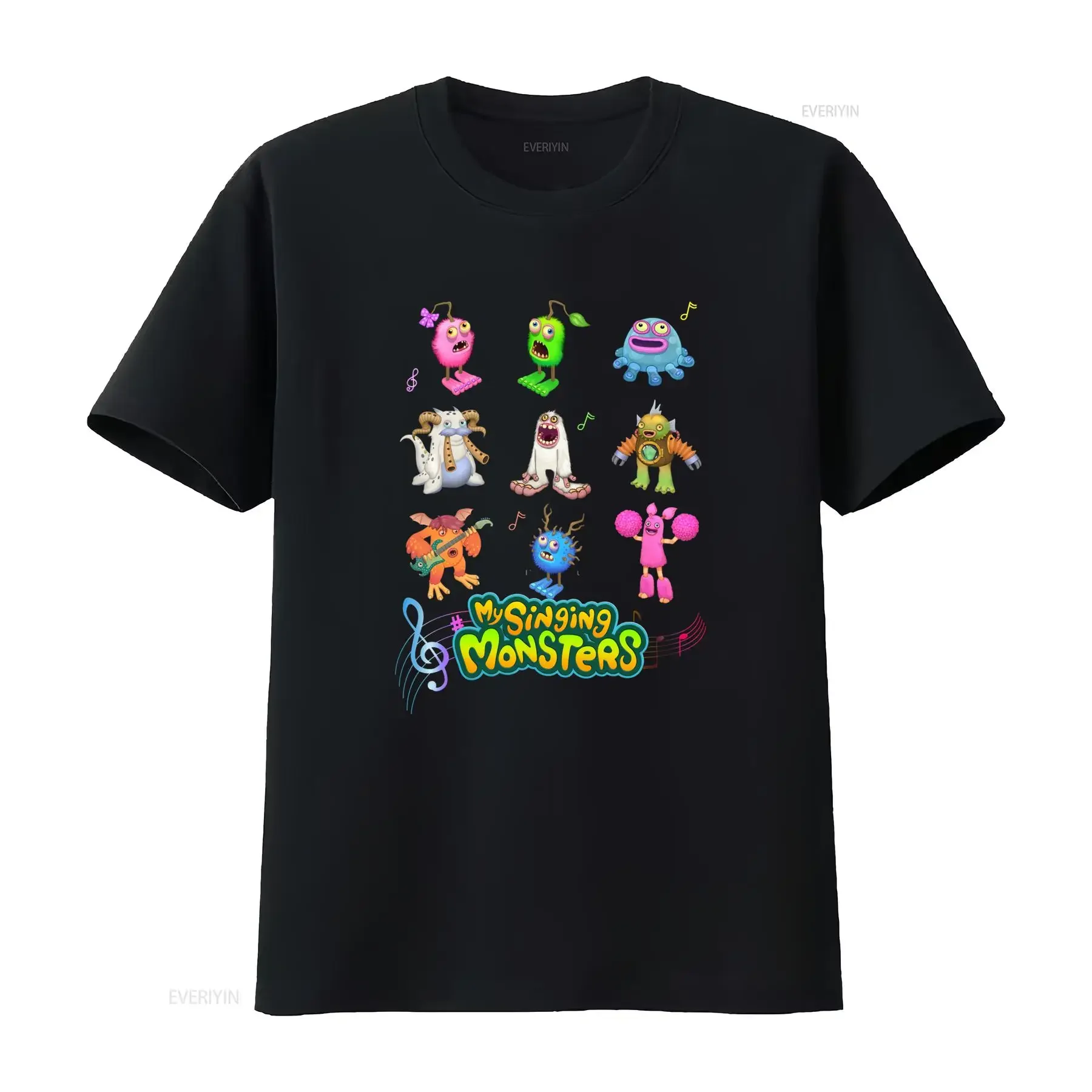 Men'S My Singing Monsters T Shirt Music Themed Birthday with Colorful Monster Characters Song Lyrics Casual Round vintage
