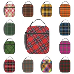 Borse per il pranzo isolate termicamente in tartan Royal Stewart Contenitore per il pranzo portatile per cartoni animati di fumetti da donna per scatola per alimenti multifunzione per la scuola