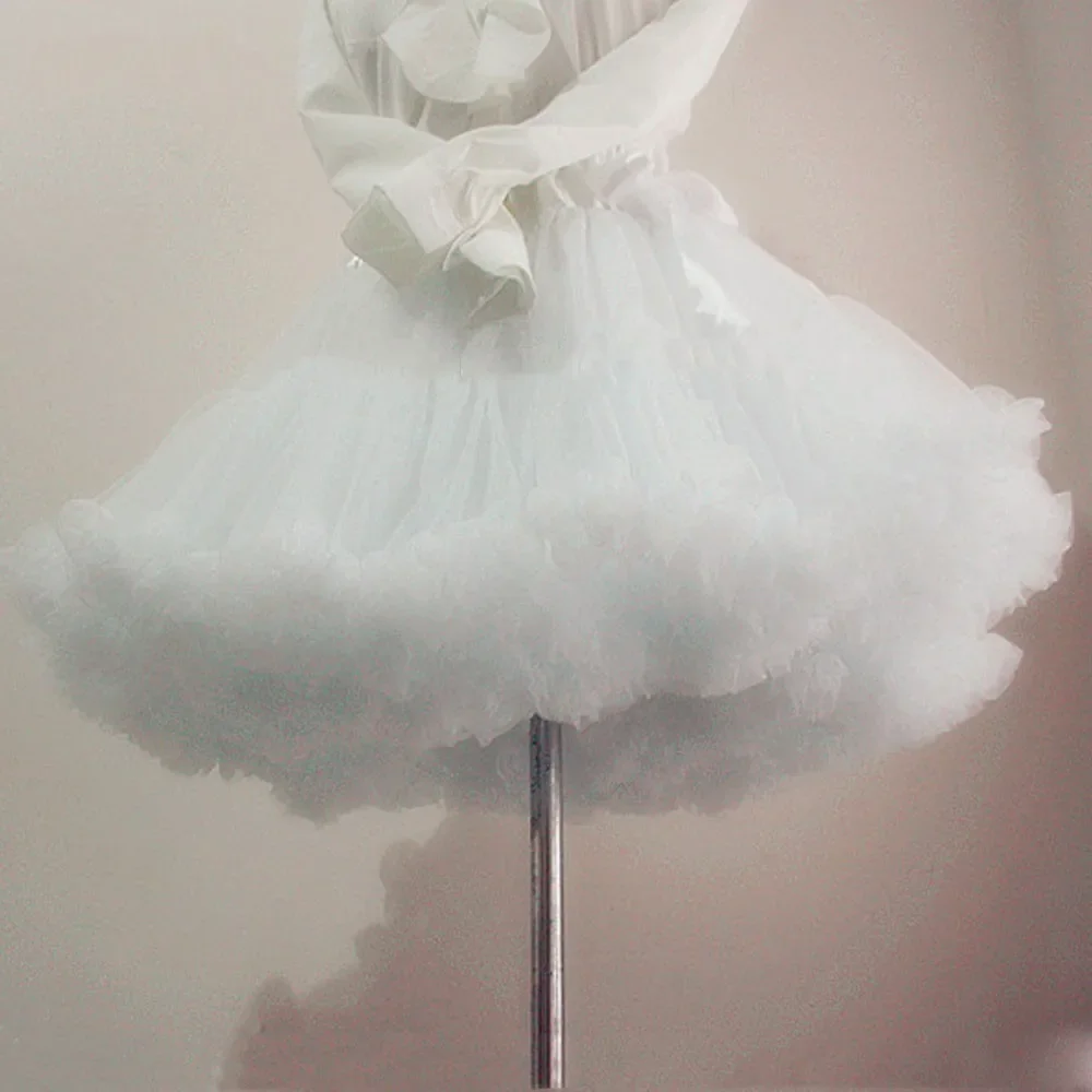 

White Short Women Tulle Halloween Crinoline Vintage Wedding Bridal Petticoat Underskirt Rockabilly Tutu