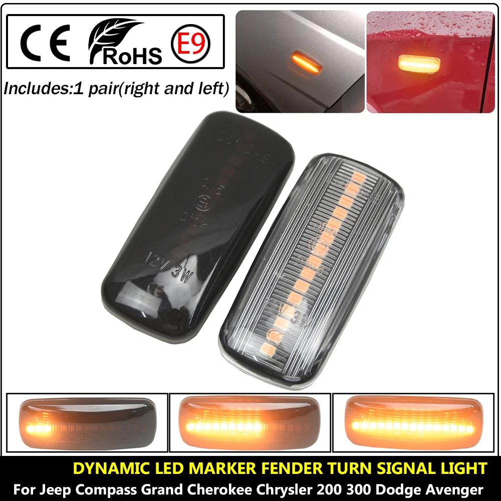 Dynamic LED Side Marker Light Turn Signal Lamp For Jeep Compass Patriot Dodge Nitro Journey Acenger Fiat Freemont Chrysler 300