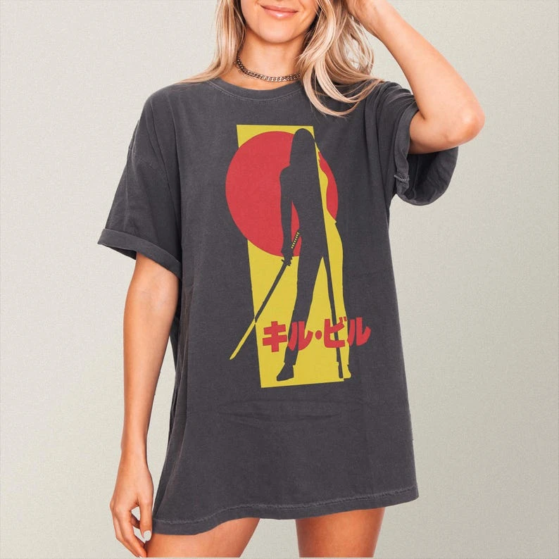 The Bride Bill Movie T-shirt Minimal Tarantino Inspired Graphic Short Sleeve Harajuku Y2K Casual T-shirt Men Women Streetwear