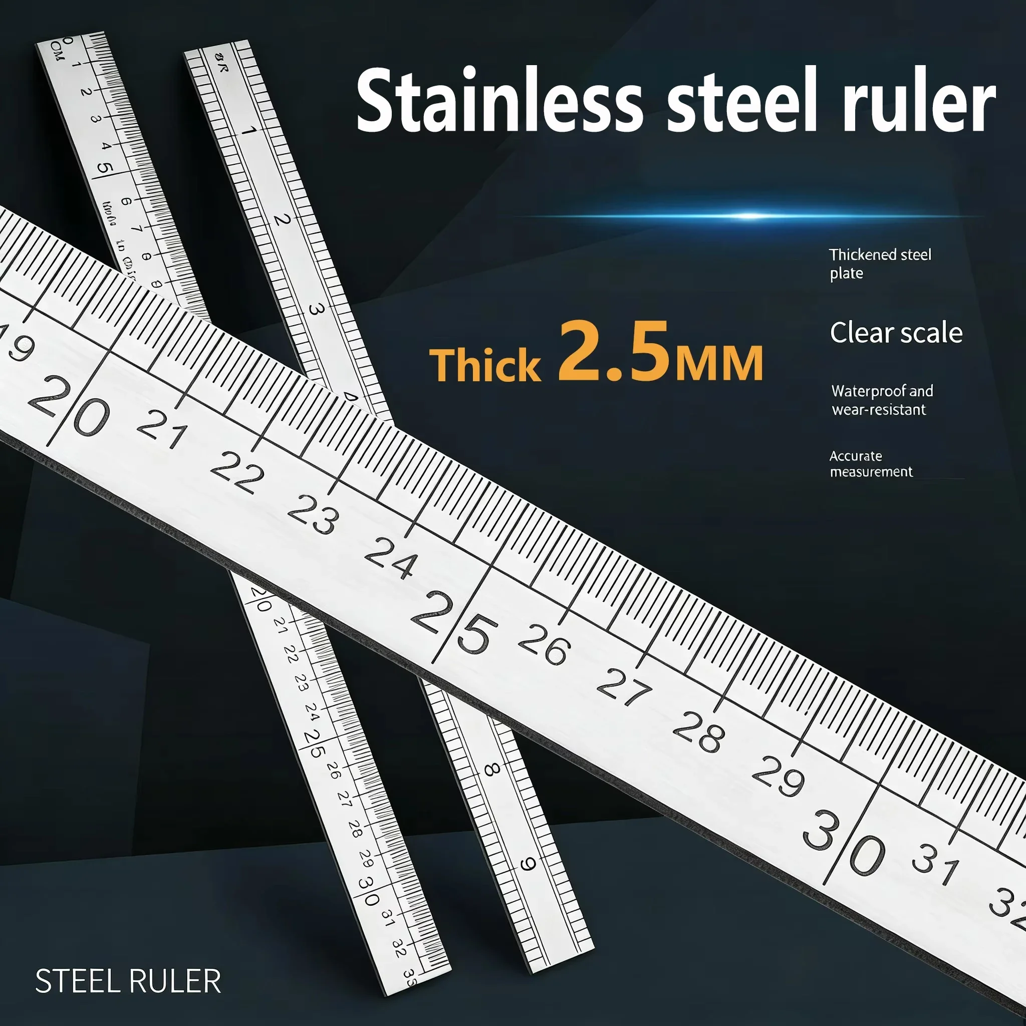 Thickened Stainless Steel High-Precision Multi-Purpose Ruler - Teacher's Ruler, Tailoring Tape, Car Tool, Drawing & Craft Scale