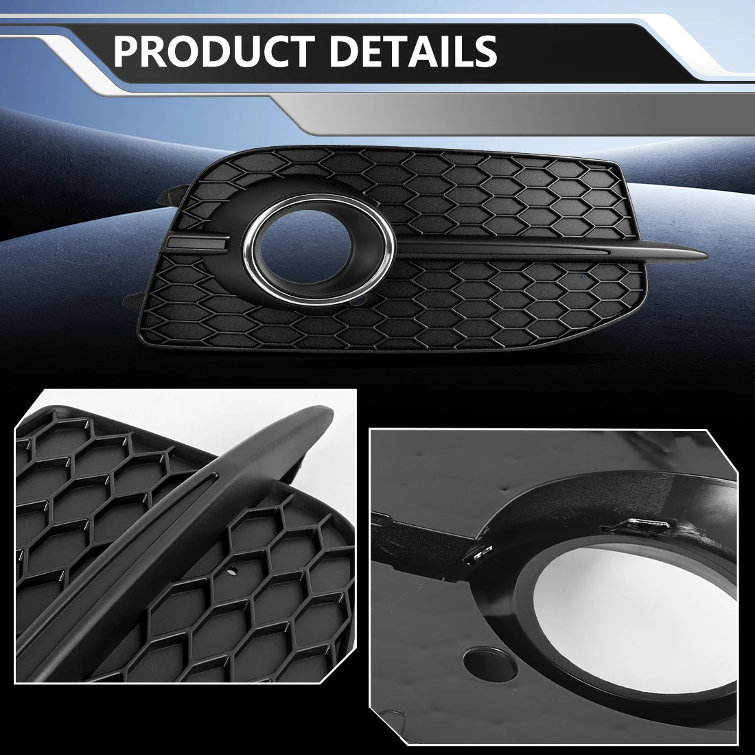 Front Bumper Fog Light Grille For Audi Q3 Sport S-line 2012 2013 2014 LED Fog Lamp with Honeycomb Grill Fog Lamp Trim 8U0807681D