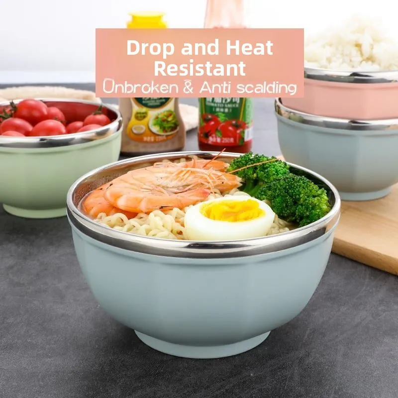 

Двухслойная чаша из нержавеющей стали 304 с крышкой, термоизоляцией, защитой от ожогов и падений, для младенцев, детей и взрослых.