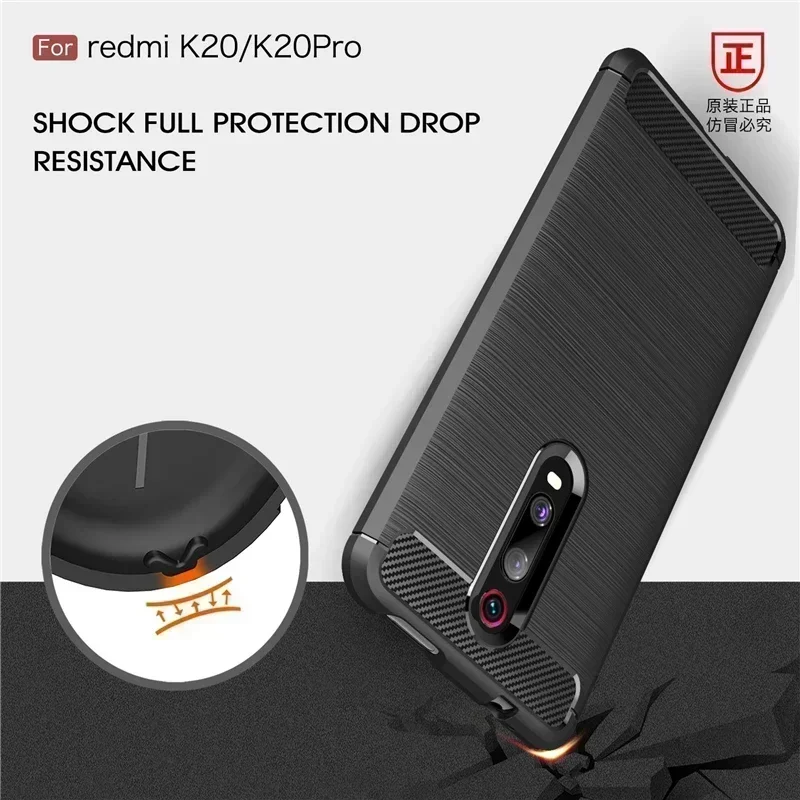 Funda Wolfrule Xiaomi Mi 9T, fundas a prueba de golpes de silicona TPU, cubierta de fibra de carbono para Xiaomi Mi 9T Pro, funda para Xiaomi 9T