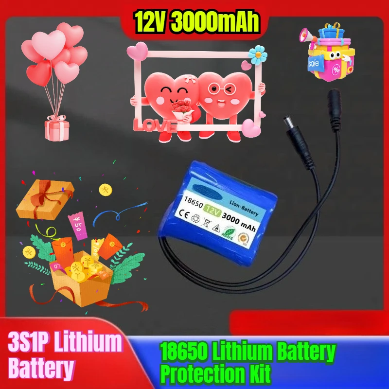 

12V 3000mAh 3S1P Lithium Battery 18650 Lithium Battery Protection Kit