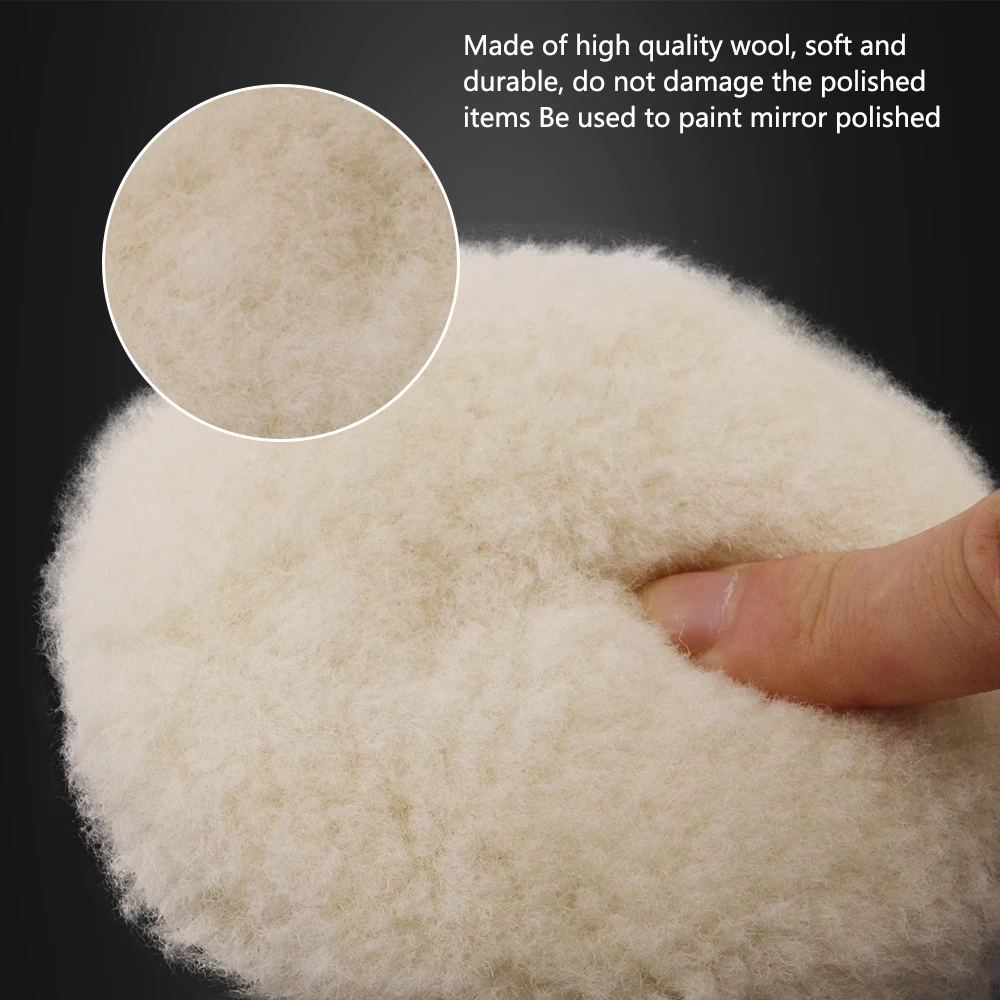 (Bulk Sales) SPTA 1/2/3/5/6/7 Inch Australian Wool High Density Lambs Polishing Pad Kit For Dual Action Rotary Polisher