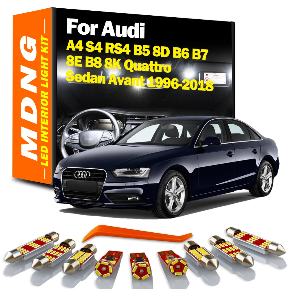 MDNG Canbus For Audi A4 S4 RS4 B5 8D B6 B7 8E B8 8K Quattro Sedan Avant LED Interior Map Dome Light Bulbs Kit Car Accessories