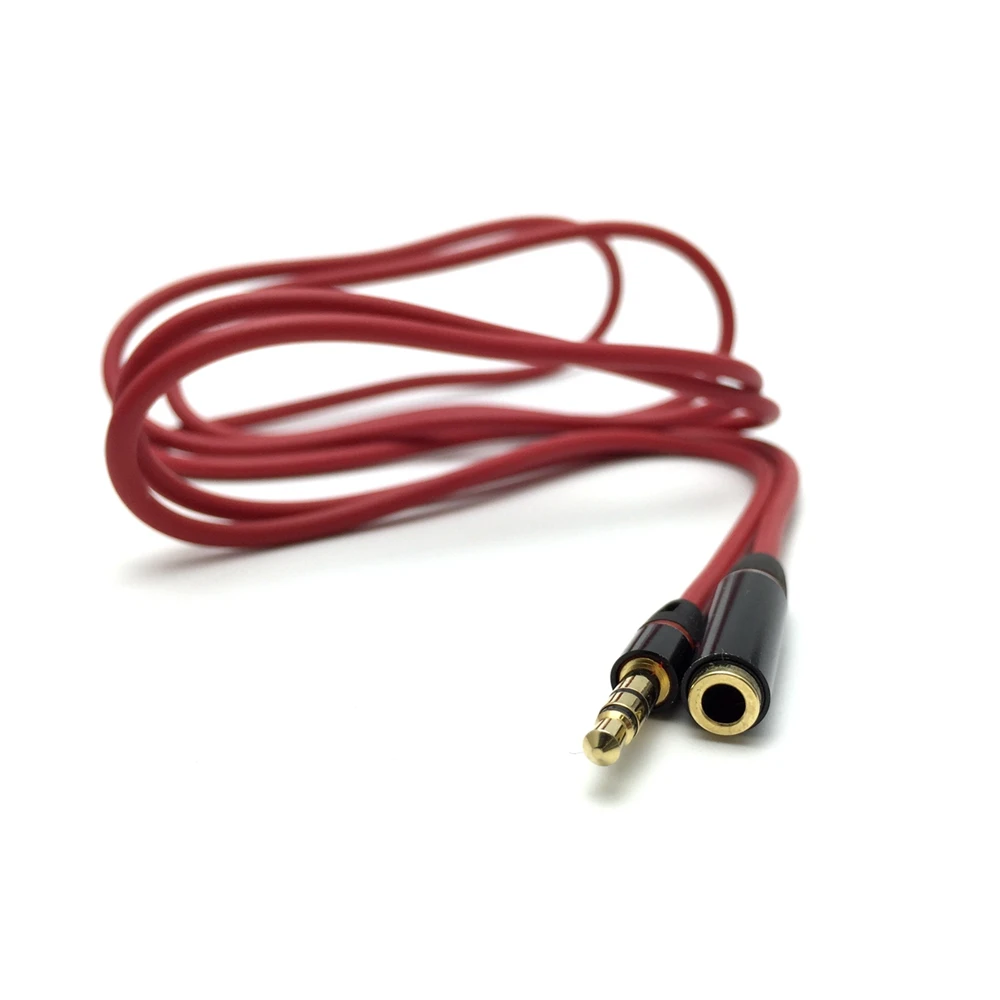 USB Red Audio Extensão Cabo, Fone de ouvido, 3,5mm, macho para fêmea, 1m