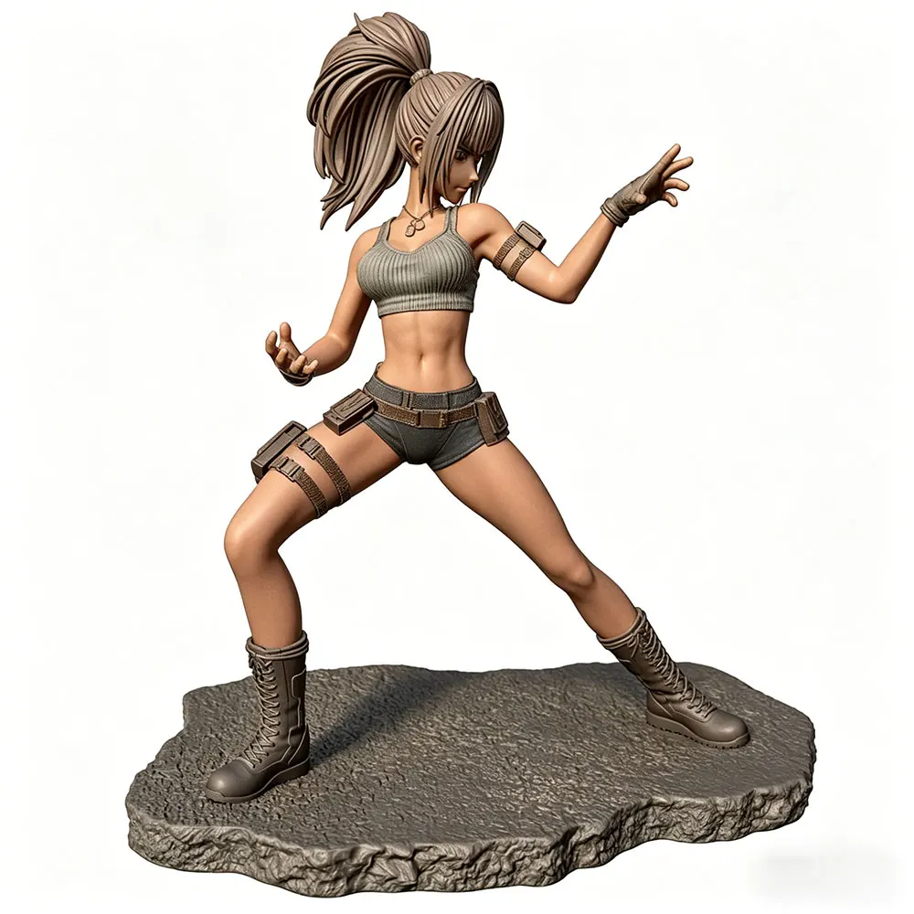Figura de resina sin pintar chica luchadora para rol y coleccionismo - imagen 2