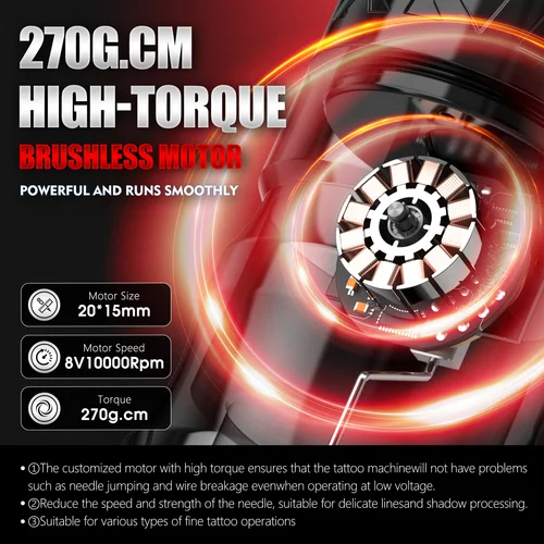 Imagen 2 del producto XNET Titan270 máquina de tatuaje inalámbrica Kit completo Motor sin escobillas 4,0 + 5,0mm carrera 40 Uds cartuchos mixtos juego de pluma de tatuaje para tatuaje