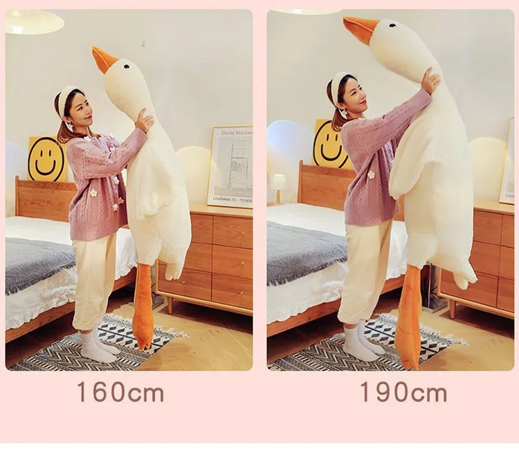 50-190 cm Kawaii Große Gans Stofftier Ente Rosa Riesige Gans Plüschtiere Schlafkissen Große Weiche Puppe Geschenke für Kinder – Detail 13