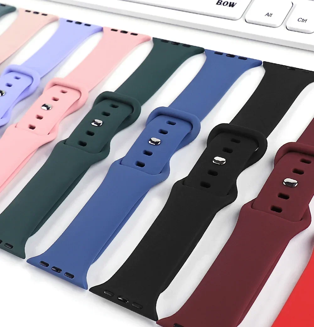 Silicone Strap for Apple Watch Band Ultra 49mm 45/44/42/46mm Watchband 41/40mm Iwatch Rubber  Bracelet IWatch Series 9/8/7/6/5/4