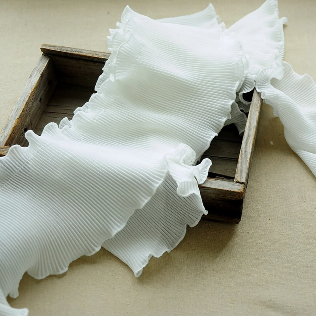 1 Yard Width 5.9 Inch White/Black Wrinkle Lace Trim for Collar And Skirt DIY Edge Decoration 108 Inch Length