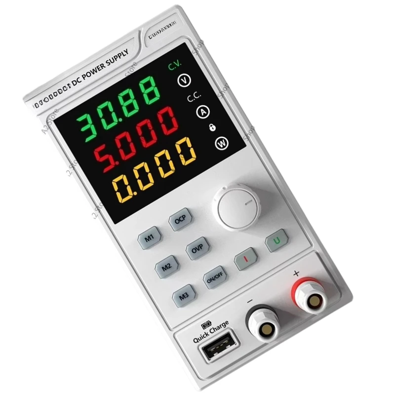 4-Digit Mini Lab DC Power Supply, Adjustable Voltage Regulator with Memory Function
