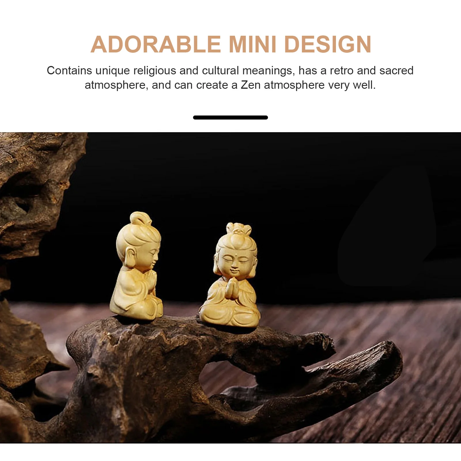 

3Pcs Carving Avalokitesvara Decor Mini Buddha Statue Premium Material Religious Home Office Decoration Boxwood Ornament