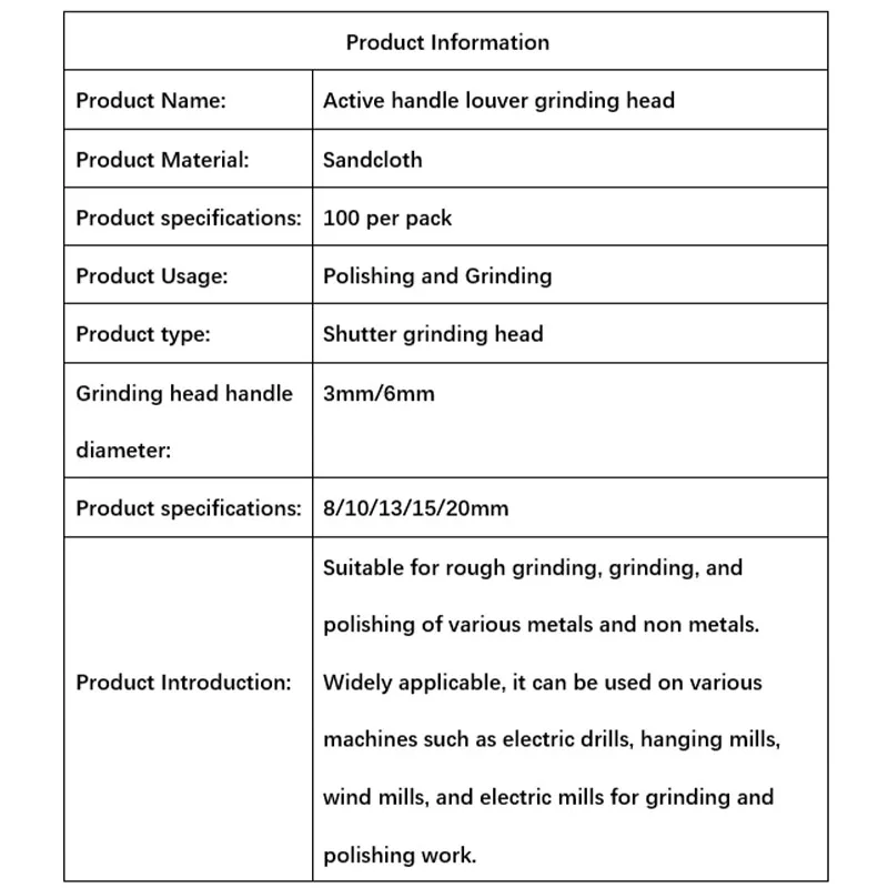 Active handle louver wheel grinding head 3mm handle diameter sanding cloth paper polishing mold accessories grinding head