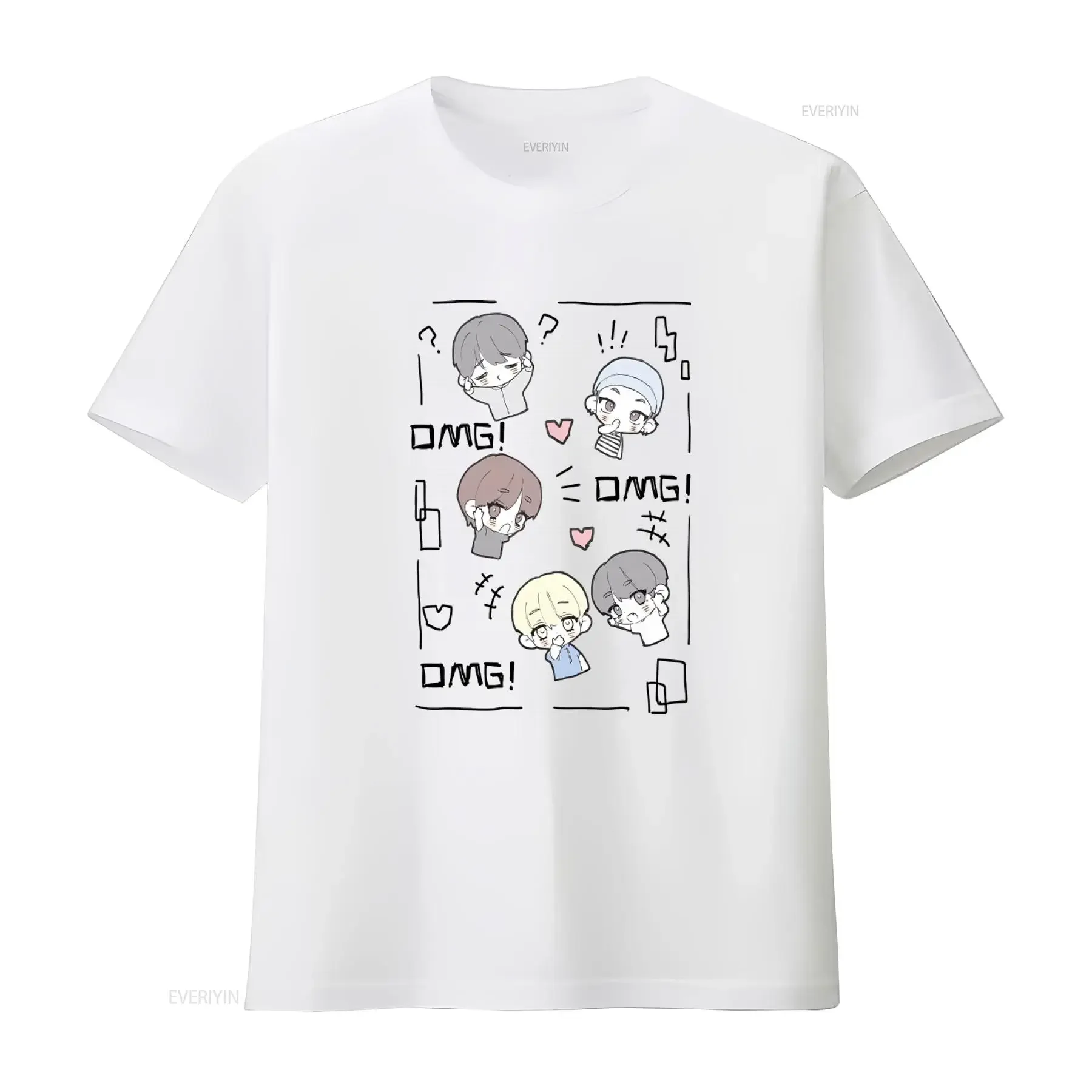 Txt Fanart Cute Members T Shirt Temptation SweaT OMG Heart Design vintage Washed Versatile Breathable Stretched Comfortable
