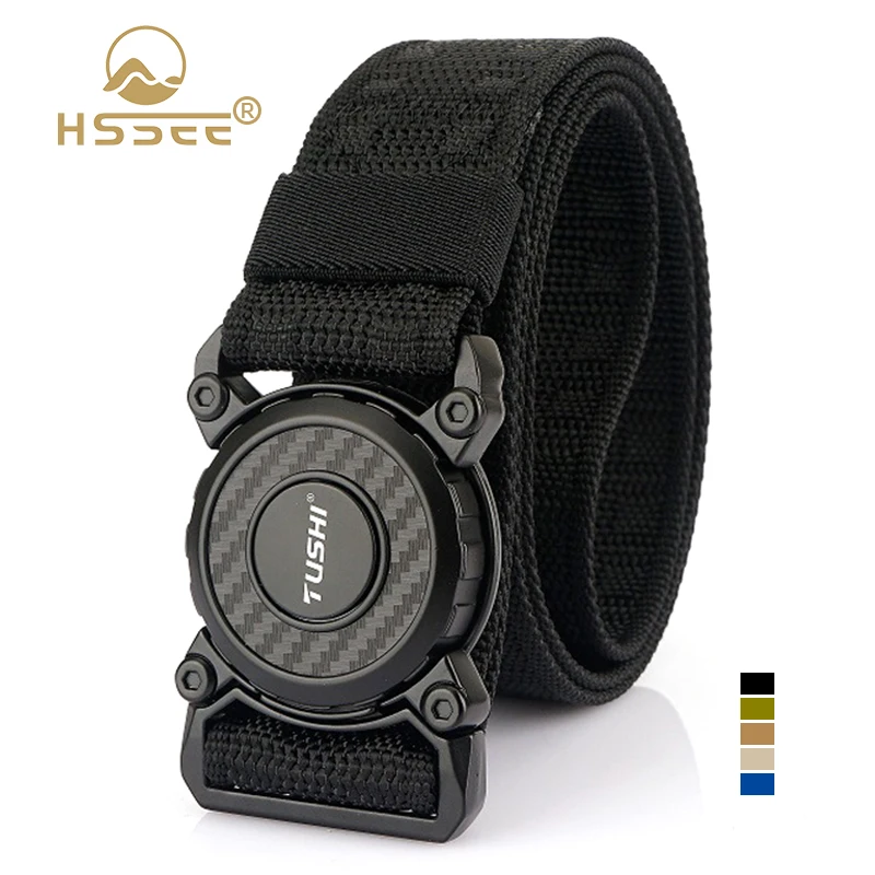 HSSEE New Military Combat Belt Alloy Quick Release Buckle Real Nylon Men's Tactical Outdoors Belt Casual Belt Girdles Male Gifts