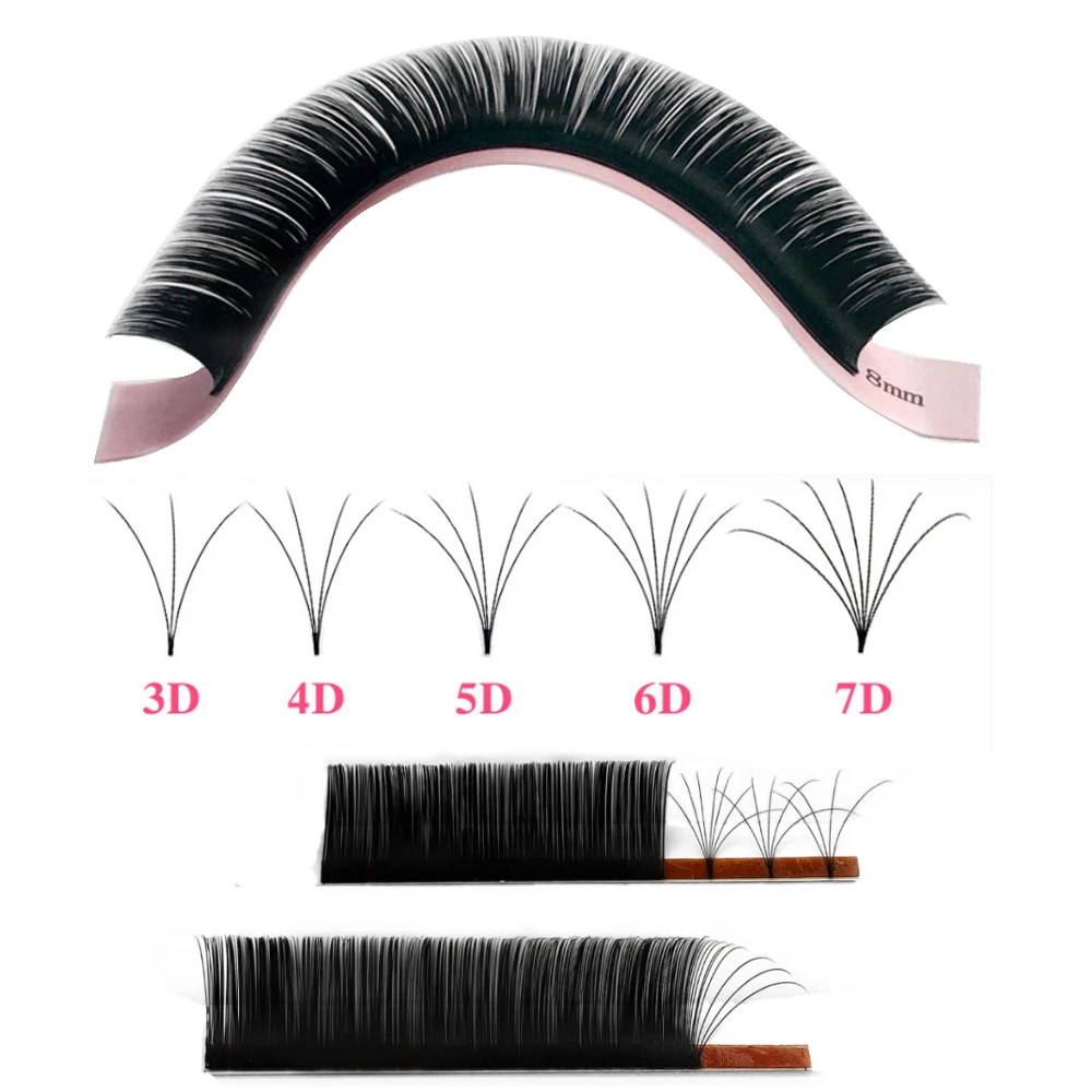 1\'S Blossom Camellia Eyelashes  Easy Fan Volume Lashes  CD Curl Individual Lashes Black Mink False Eyelashes Fake Cilios 12rows