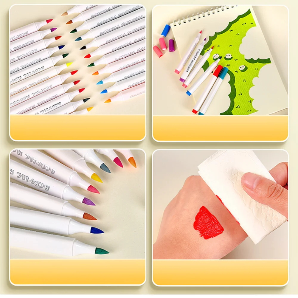 Colorful Acrylic Paint Pens Flexible Brush Tips For Creative Art Projects School Supplies Card Making Drawing Stationery