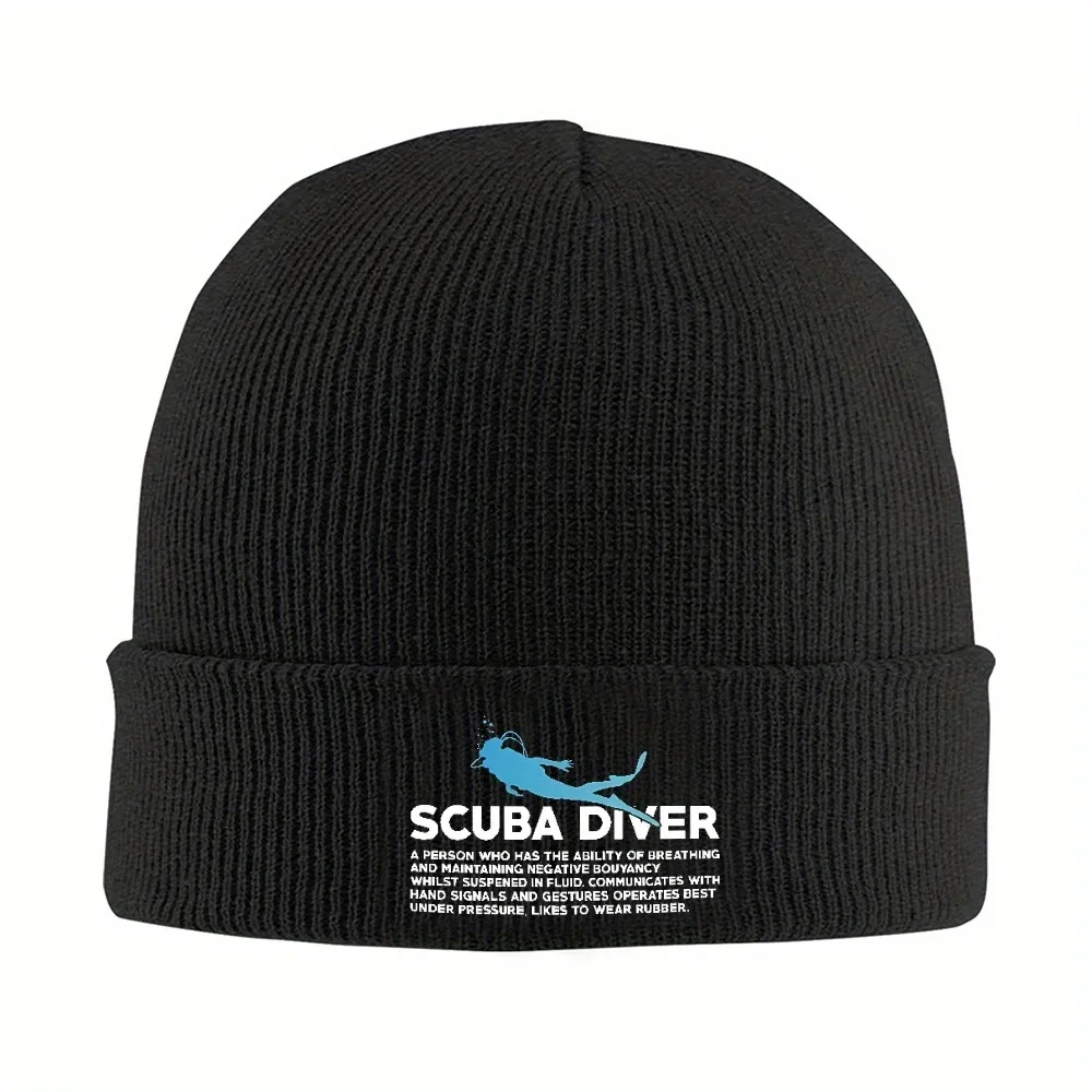 1pc Scuba Diver Definition Funny Scuba Diving Ocean Lovers Hat Autumn Winter Beanie Warm Cap Female Male Acrylic Knitted Caps